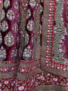 Roop Red & Maroon Bridal Lenga