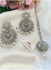 Silver tikka and earring on sale set